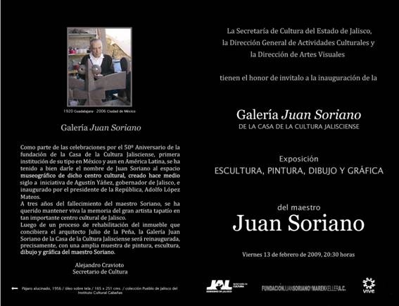 Atm&oacute;sferas de Juan Soriano. Homenaje Nacional, 7 de noviembre. 